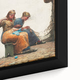 Mending the Nets Realism Art Print - Winslow Homer Coastal Canvas Decor