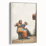 Mending the Nets Realism Art Print - Winslow Homer Coastal Canvas Decor