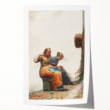 Mending the Nets Realism Art Print - Winslow Homer Coastal Canvas Decor