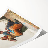 Mending the Nets Realism Art Print - Winslow Homer Coastal Canvas Decor