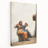 Mending the Nets Realism Art Print - Winslow Homer Coastal Canvas Decor
