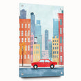 Cityscape Red Car Nursery Wall Art – Kids Room & Baby Decor