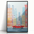 Cityscape Red Car Nursery Wall Art – Kids Room & Baby Decor