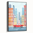 Cityscape Red Car Nursery Wall Art – Kids Room & Baby Decor