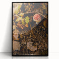 Large abstract wall art featuring mid-century modernist style with autumnal hues on black framed acrylic.