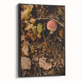Black and white vintage poster art of a fall landscape on framed canvas, ideal for bedroom wall decor.