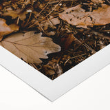 Art deco poster featuring a stylized autumn tree in orange and brown tones on a rolled canvas.