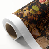 Art deco poster featuring an autumnal forest scene in orange and brown tones, printed on rolled canvas.