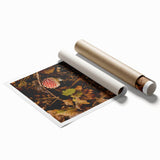 Extra large rolled canvas featuring a muted autumnal floral design, ideal for classy bathroom or large living room decor.