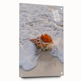 Large abstract wall art on acrylic glass depicting vibrant summer colors, ideal for bedroom or dining room decor.