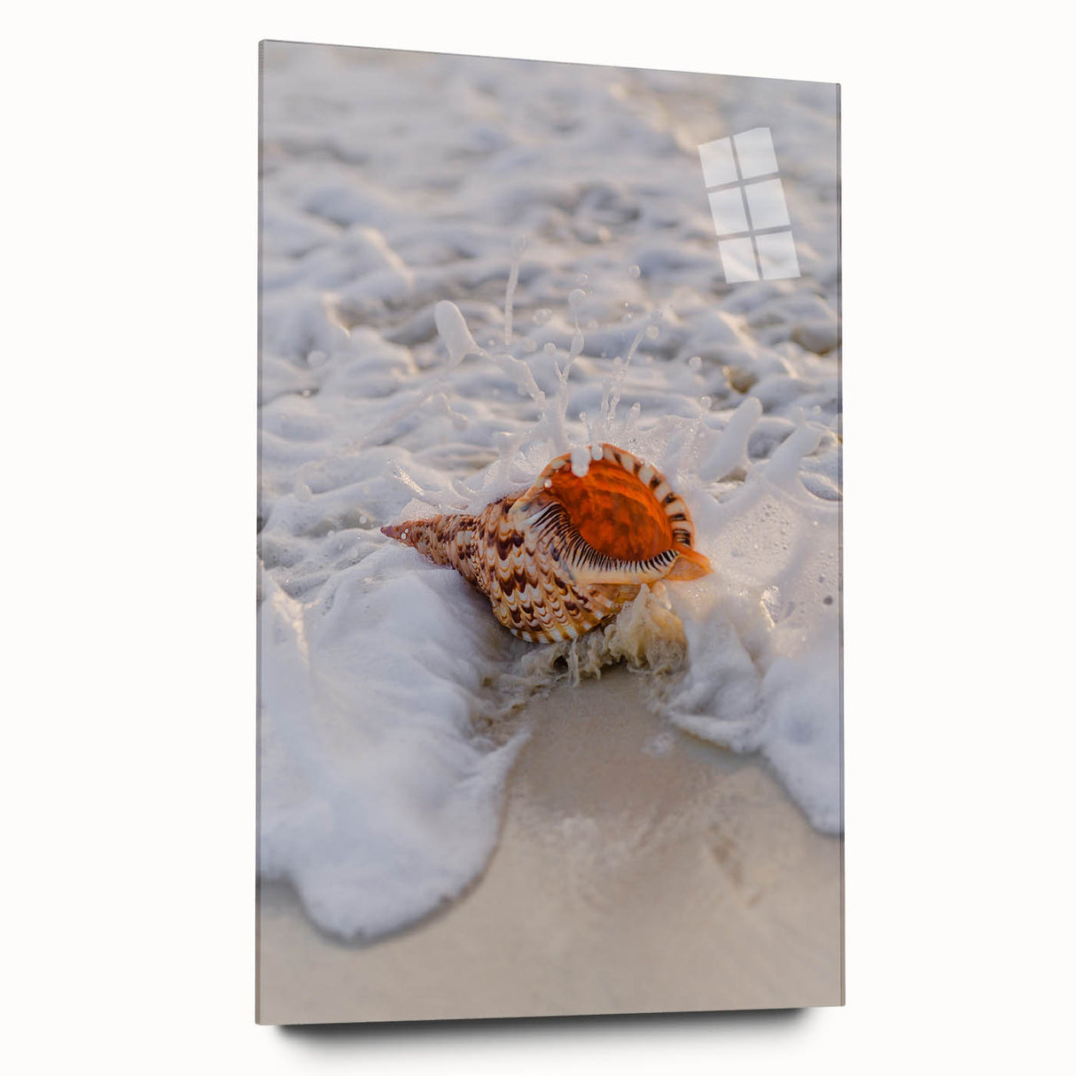 Large abstract wall art in vibrant summer hues on acrylic glass, ideal for bedroom or dining room decor.