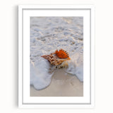 Abstract art print featuring vibrant summer hues on a white framed canvas, suitable for bedroom or dining room decor.