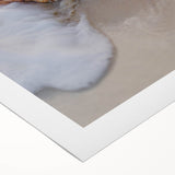 Art deco poster of a stylized summer scene in vibrant orange and yellow tones on rolled canvas.