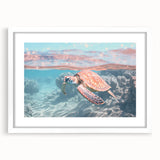 Abstract art print featuring swirling blue and white patterns on a canvas, ideal for modern dining room decor.