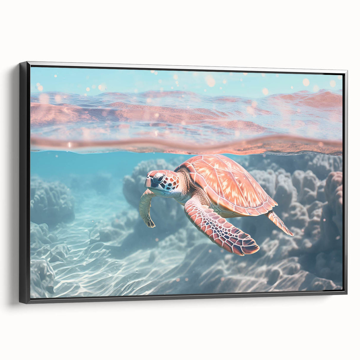 Black and white landscape painting on framed canvas, featuring vintage poster art style, ideal for bedroom decor.
