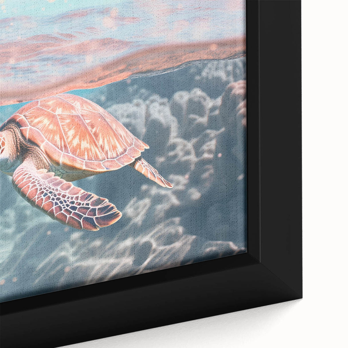 Close-up of extra large black wall art on canvas featuring colorful, textured abstract design, ideal for living room decor.