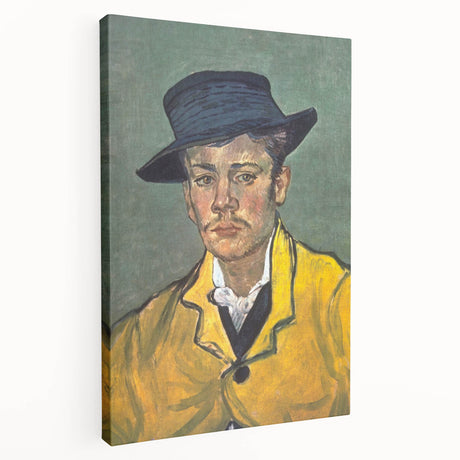 Van Gogh-inspired stretched canvas with swirling blue and yellow tones, ideal for kitchen wall art.