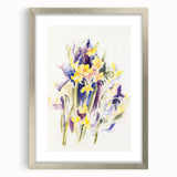 Modern Floral Wall Art - Watercolor Daffodils in Yellow & Purple