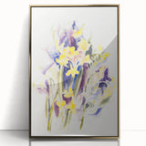 Modern Floral Wall Art - Watercolor Daffodils in Yellow & Purple