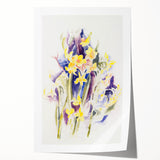 Modern Floral Wall Art - Watercolor Daffodils in Yellow & Purple