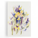 Modern Floral Wall Art - Watercolor Daffodils in Yellow & Purple