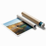 Stunning rolled print showcasing a dramatic cliff landscape with vibrant colors and intricate details, ideal for home decor or art enthusiasts. Packaged securely in a sturdy tube for safe shipping.