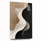 Flowing Abstract Wall Art - Elegant Black & Beige Dining Décor