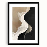 Flowing Abstract Wall Art - Elegant Black & Beige Dining Décor