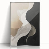 Flowing Abstract Wall Art - Elegant Black & Beige Dining Décor