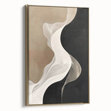 Flowing Abstract Wall Art - Elegant Black & Beige Dining Décor