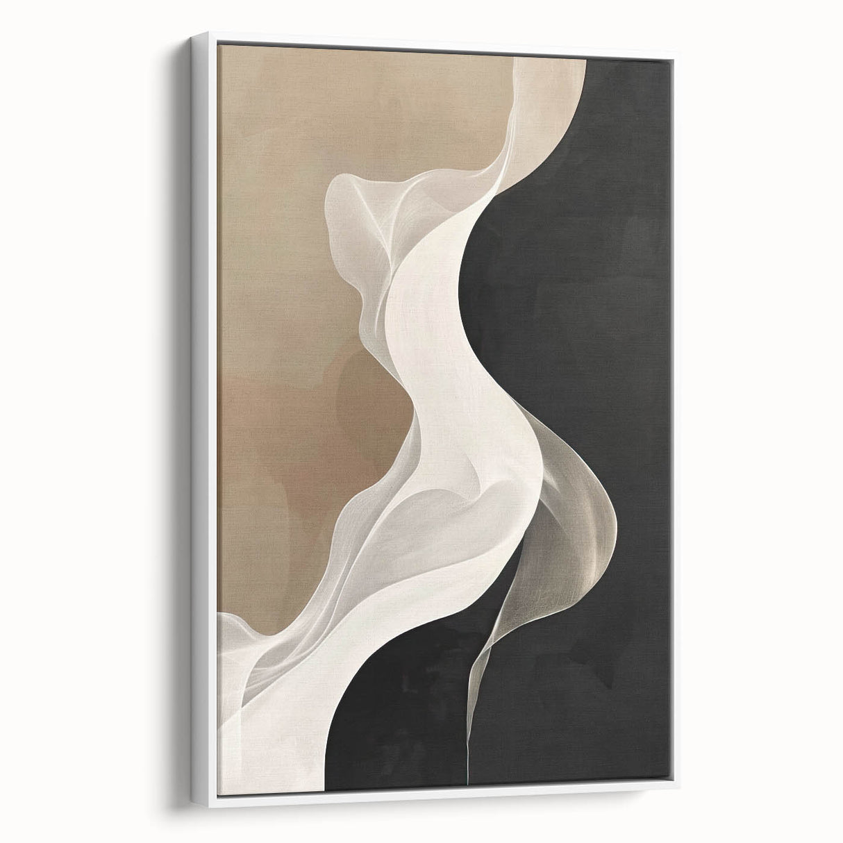 Flowing Abstract Wall Art - Elegant Black & Beige Dining Décor