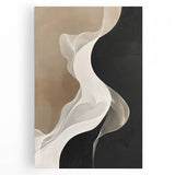Flowing Abstract Wall Art - Elegant Black & Beige Dining Décor