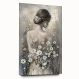 Abstract figurative acrylic artwork displayed on glass, showcasing vibrant colors and dynamic shapes, ideal for modern decor. Side view highlights its sleek design.