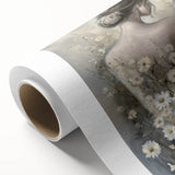 Abstract figurative art print on rolled canvas showcasing vibrant colors and dynamic shapes, beautifully packaged in a protective cardboard tube for easy display.