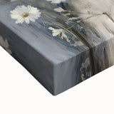 Close-up of an abstract figurative stretched canvas art piece showcasing vibrant colors and dynamic shapes, perfect for modern home decor and artistic expression.