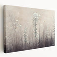 Abstract floral wall art in vibrant hues of blue, pink, and gold, displayed in a stretched canvas format showcasing its textured surface and elegant design. Perfect for adding a modern touch to home decor or office spaces.