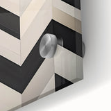 Abstract geometric acrylic glass artwork showcasing vibrant colors and intricate patterns, perfect for modern home decor or office aesthetics. This close-up highlights the artwork's glossy finish and depth, making it an ideal statement piece for contemporary interiors.