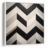 Framed abstract geometric canvas art in white, showcasing intricate shapes and lines for modern decor, ideal for contemporary home styling and minimalistic aesthetics.