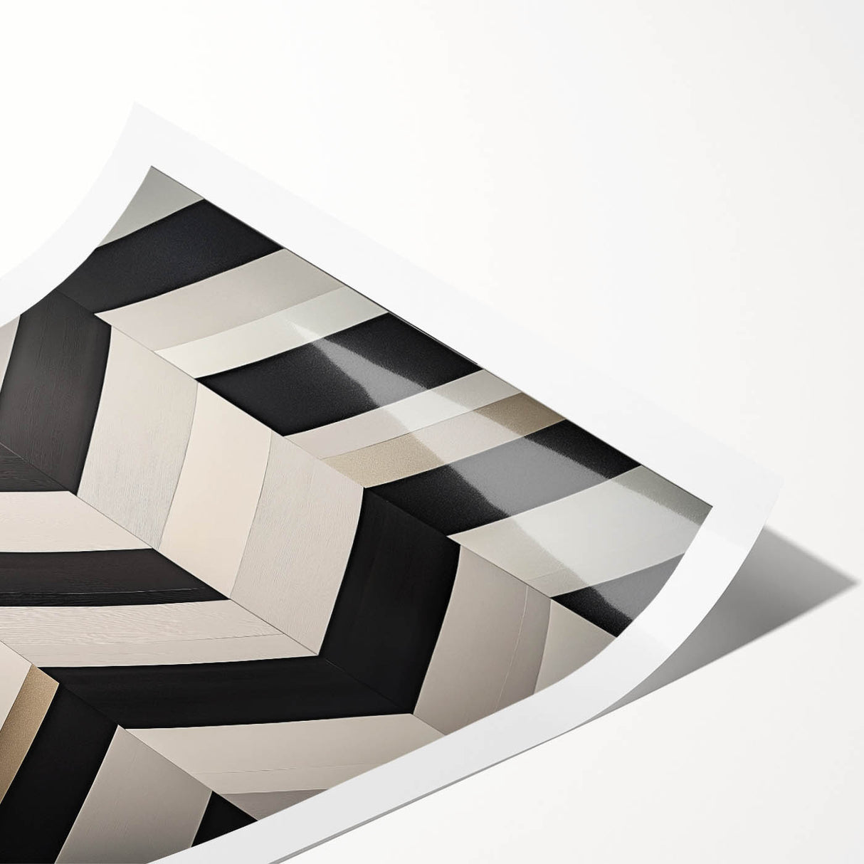 Abstract geometric rolled print showcasing vibrant colors and intricate patterns, beautifully packaged in a protective cardboard tube for easy transport and display.