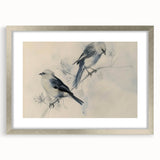 Silver-framed animal art print with a white mat, showcasing detailed illustrations of various wildlife, perfect for modern home decor and nature enthusiasts.