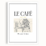 Abstract art print featuring swirling patterns in muted beige and white tones, framed with a white mat.