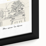 Extra large black wall art featuring colorful, textured food and drink motifs on a framed canvas.