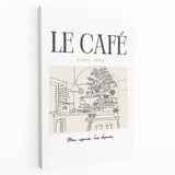 Large stretched canvas featuring a colorful pop art depiction of various foods and drinks, ideal for kitchen wall art.