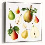 Landscape art painting on framed canvas featuring a vintage poster design of colorful fruits against a black background.