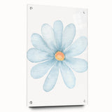 Blue Daisy Watercolor Print - Playroom Wall Art for Kids