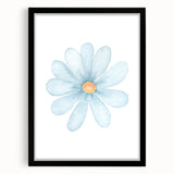 Blue Daisy Watercolor Print - Playroom Wall Art for Kids