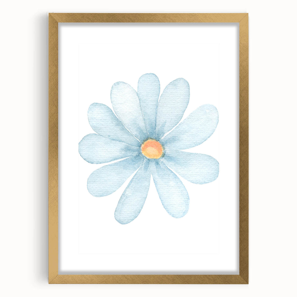 Blue Daisy Watercolor Print - Playroom Wall Art for Kids