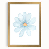 Blue Daisy Watercolor Print - Playroom Wall Art for Kids