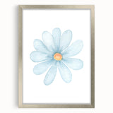 Blue Daisy Watercolor Print - Playroom Wall Art for Kids