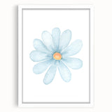 Blue Daisy Watercolor Print - Playroom Wall Art for Kids